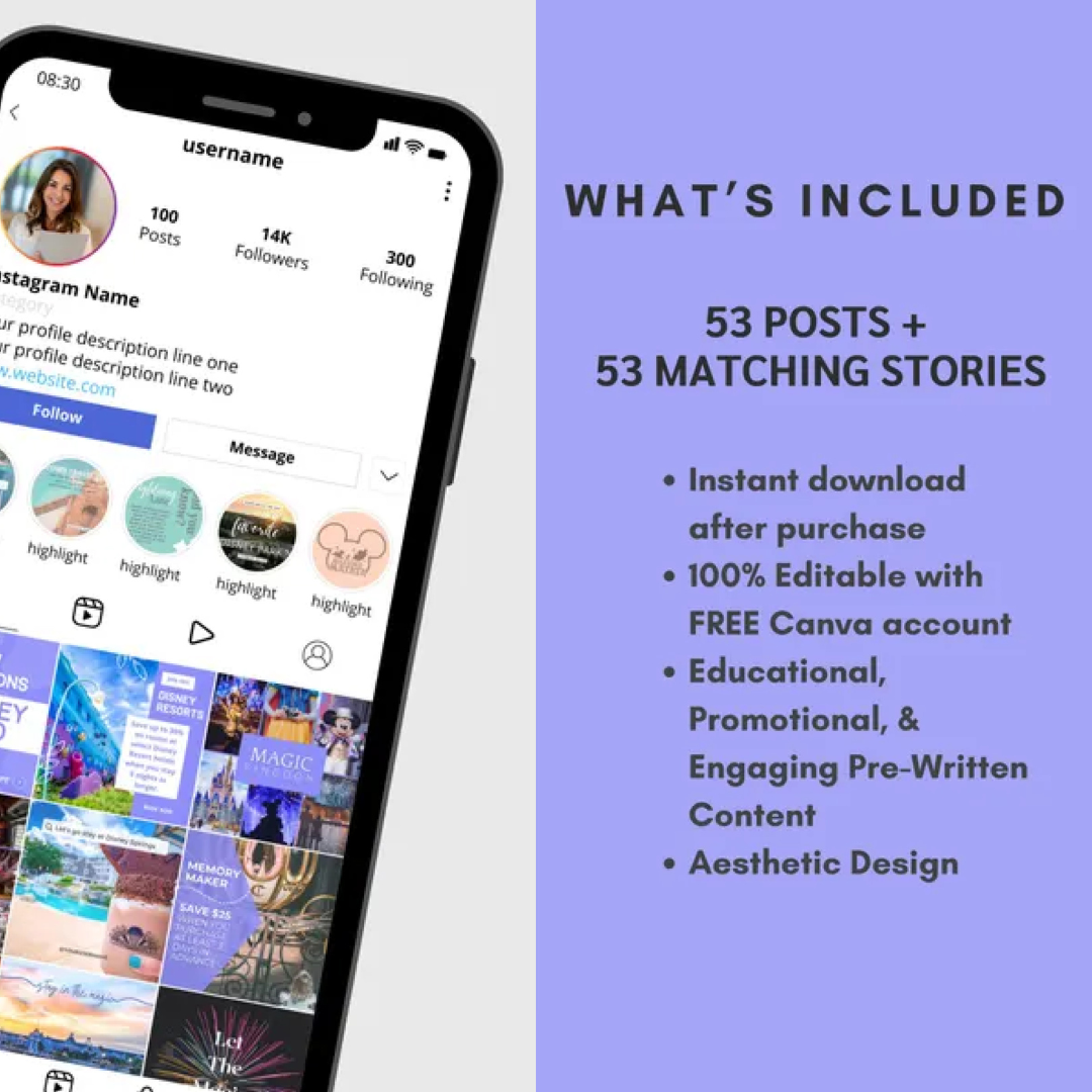 WDW Travel Agent Templates: Theme Park Instagram Posts (Digital)