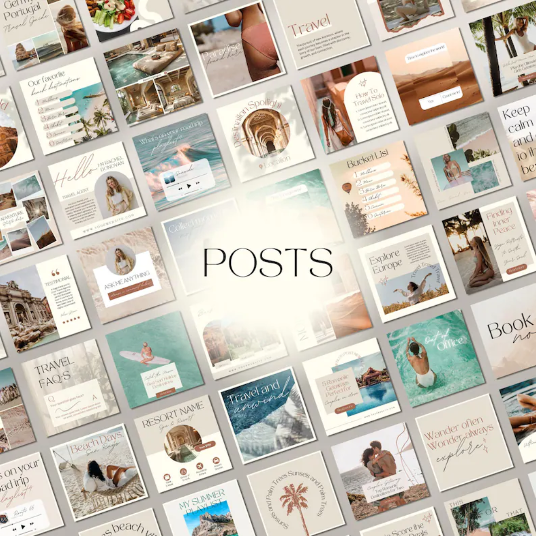 2500 Travel Instagram Templates: Travel Agent & Blogger Social Media Bundle (Canva)