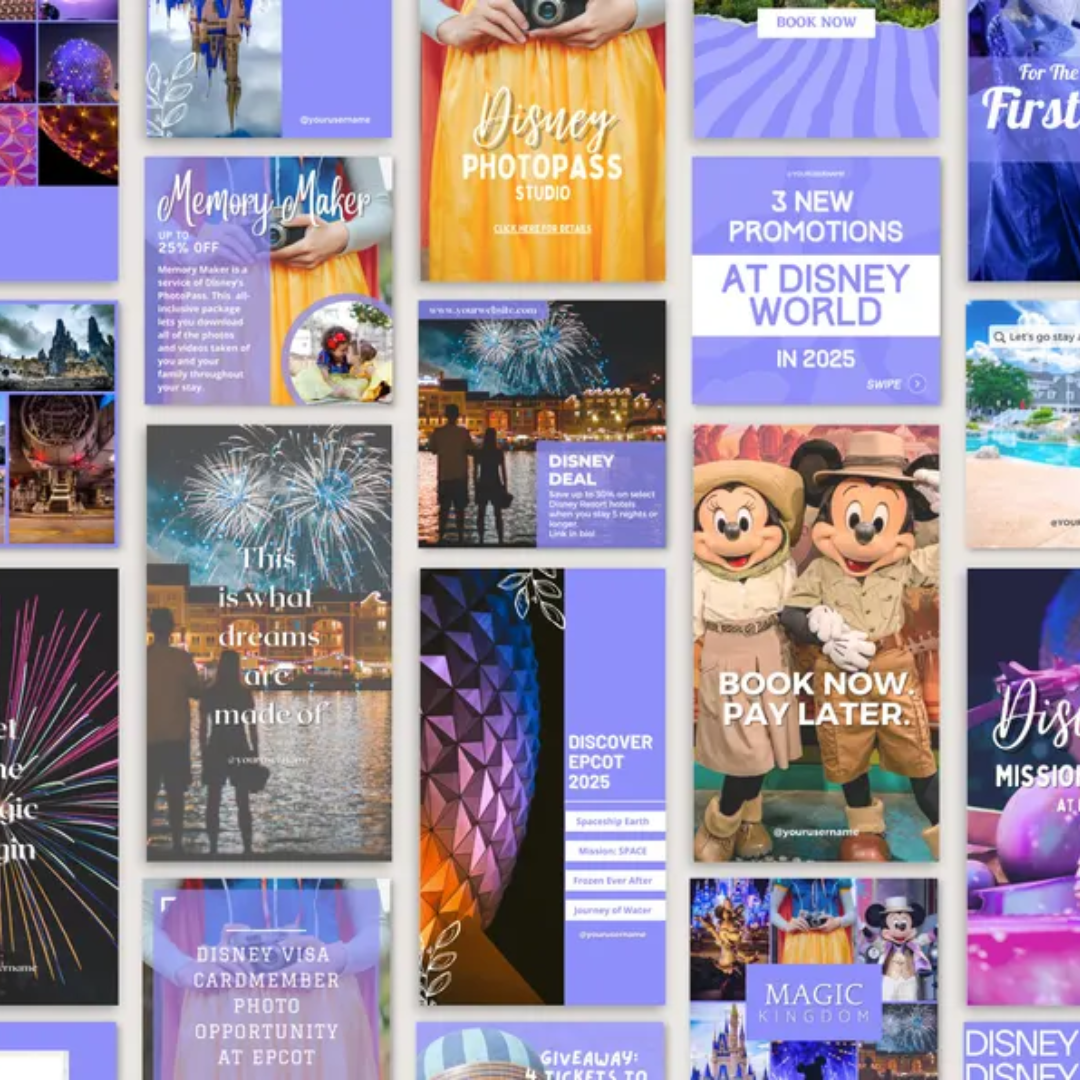WDW Travel Agent Templates: Theme Park Instagram Posts (Digital)