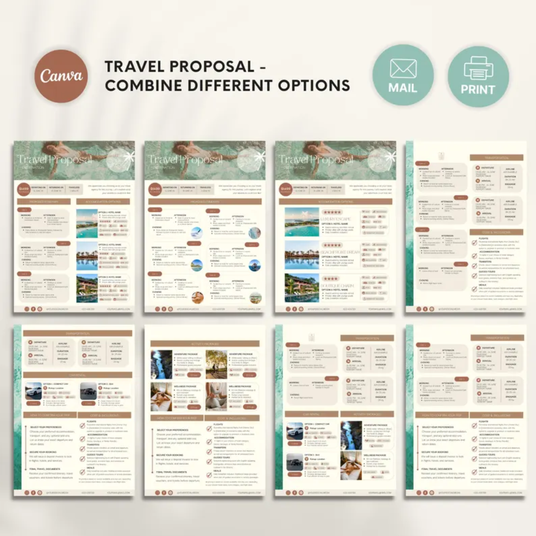 Travel Agent Business Templates: Forms, Proposals, Link in Bio & Social Media (Canva)
