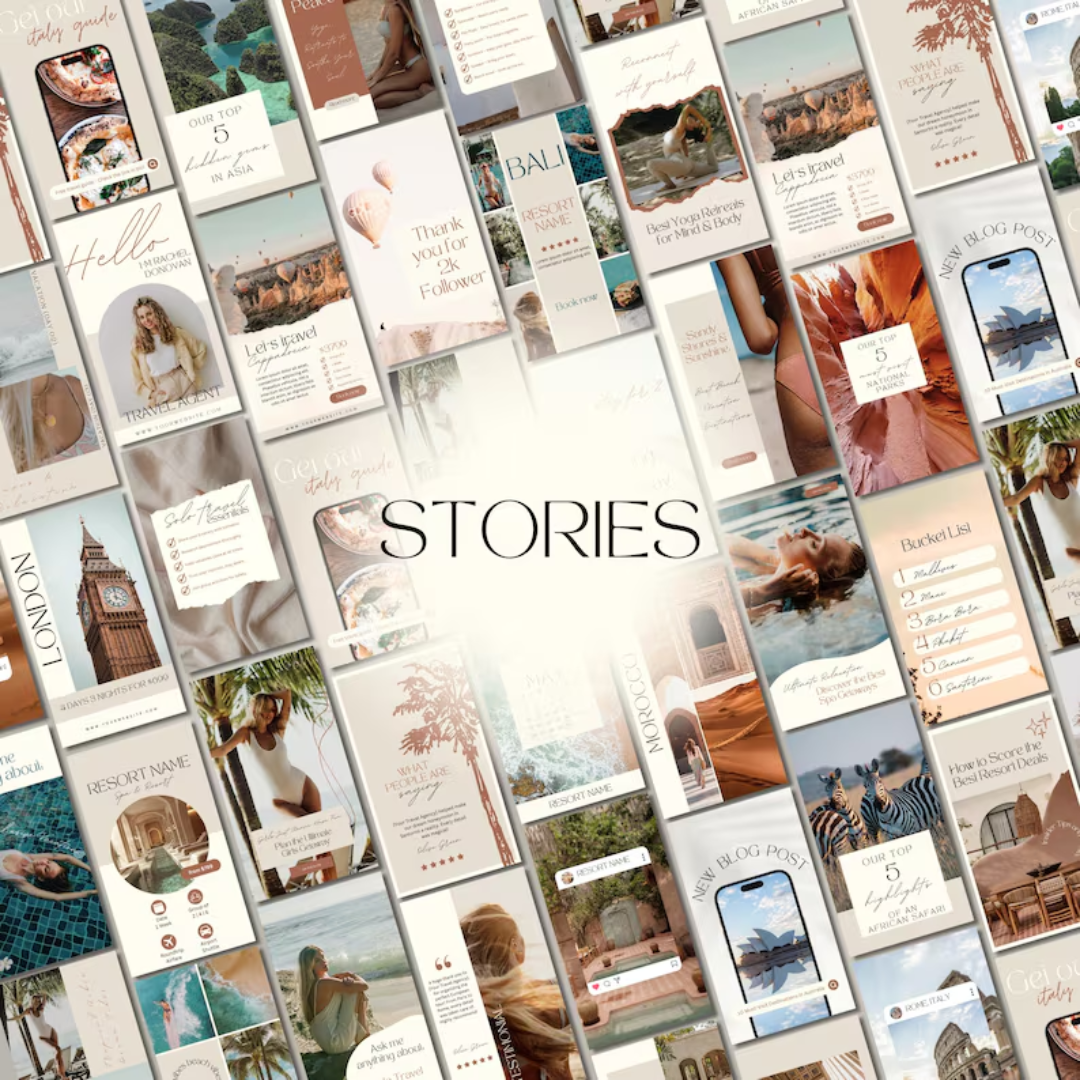 2500 Travel Instagram Templates: Travel Agent & Blogger Social Media Bundle (Canva)