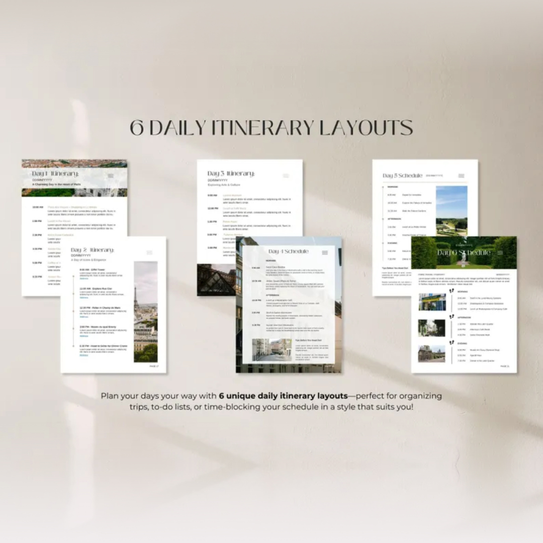 Travel Itinerary Template | Trip Itinerary | Printable Travel Guide | Travel Agent Planner | Canva Templates | Mobile Travel Planner