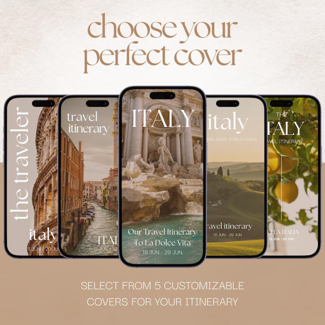 Travel Itinerary Template: 50-Page Mobile Travel Guide for Trip Planning & Agents (Canva)