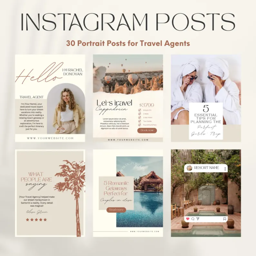 Travel Agent Business Templates: Forms, Proposals, Link in Bio & Social Media (Canva)