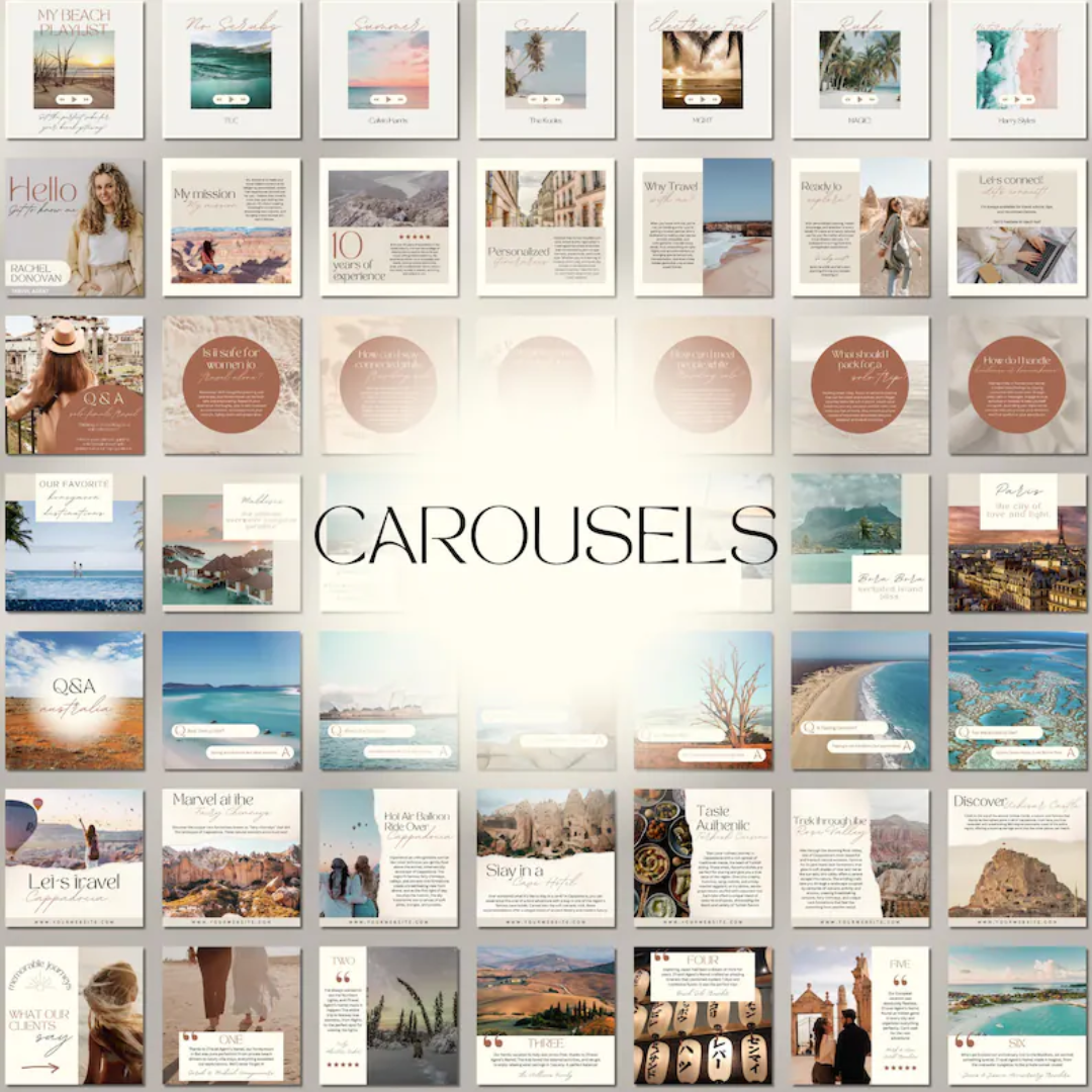 2500 Travel Instagram Templates: Travel Agent & Blogger Social Media Bundle (Canva)
